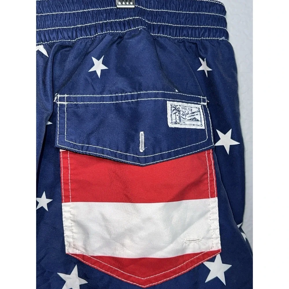 Polo Ralph Lauren Swim Trunks Mens 4XB USA American Flag Patriotic July 4th Boat